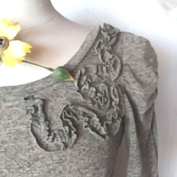 Puff Sleeve Y2K Ribbon Ruched Gathered   Green Ruffle Cottage Victorian … - Picture 2 of 13